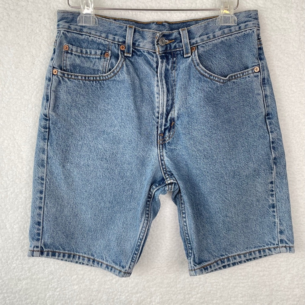 Levis 505 Regular Fit Mens Denim Shorts Medium Wash Blue W32 100% Cotton Zip Fly